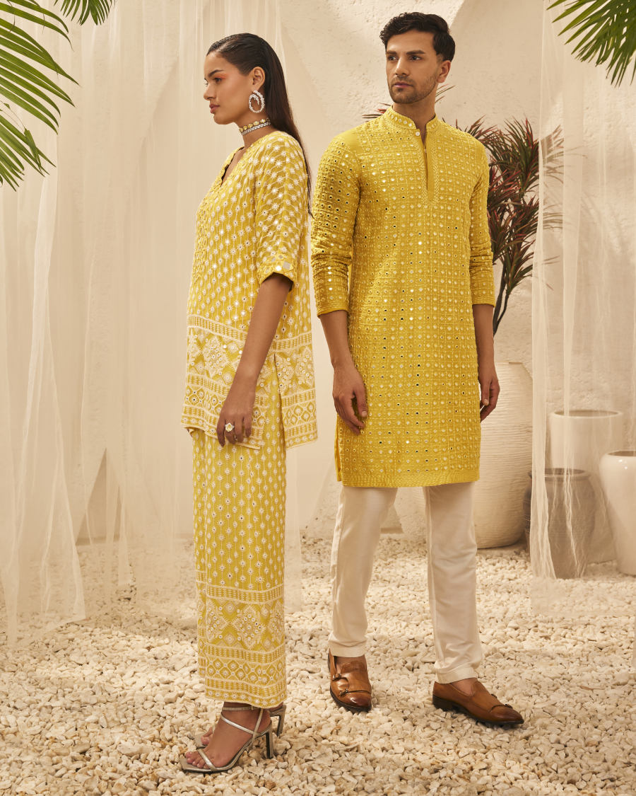 Lorenzo Mirror Kurta in Amber
