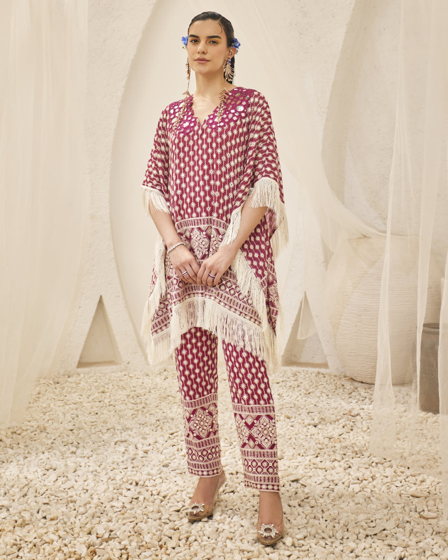 Bodrum Kaftan with Narrow Pants in Rubis