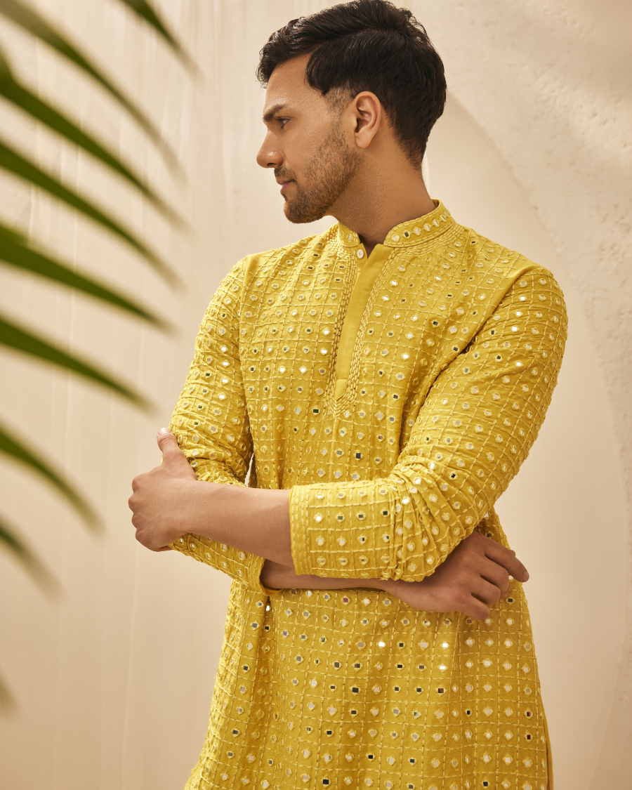 Lorenzo Mirror Kurta in Amber