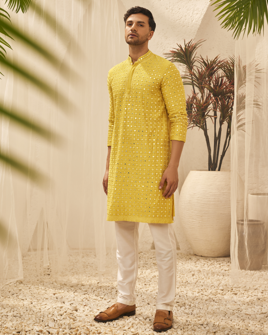 Lorenzo Mirror Kurta in Amber