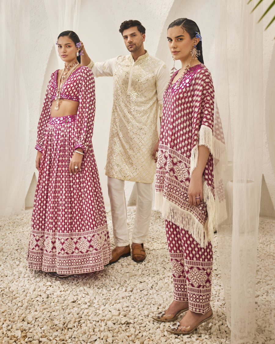 Bodrum Kaftan with Narrow Pants in Rubis