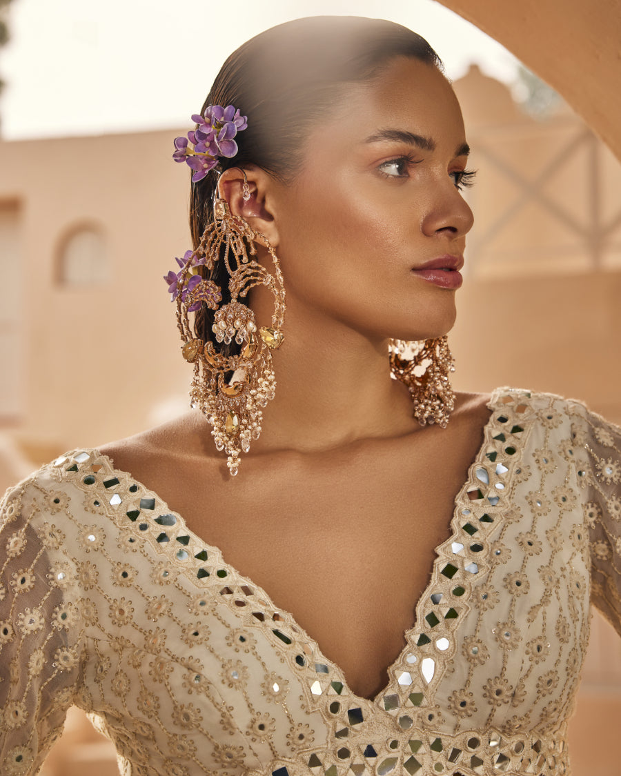 Lara Top with Stardust Palazzo Pants in Blanche