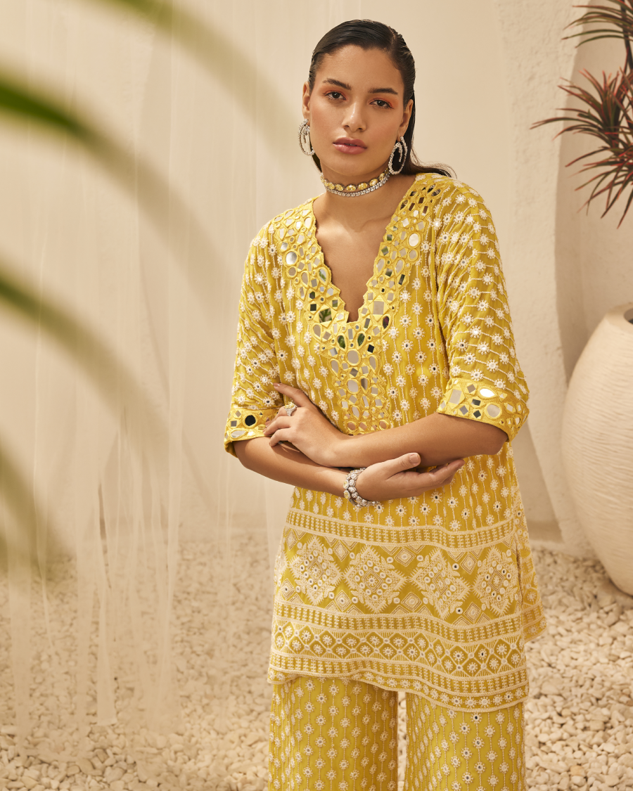 Leila Relaxed Fit Tunic with Palazzo Pants in Amber