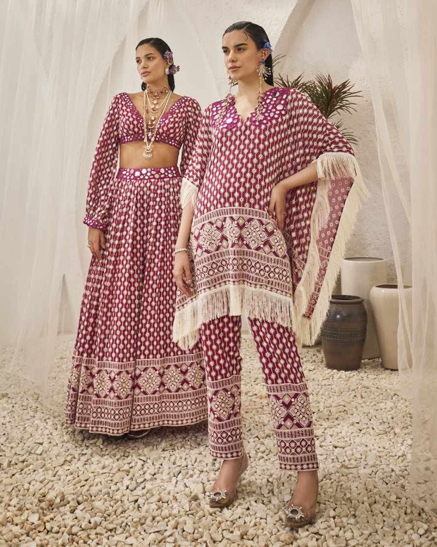 Bodrum Kaftan with Narrow Pants in Rubis