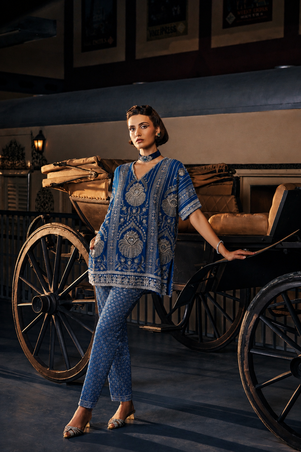 Perle Relaxed Fit Tunic and Pants in Emerald Zari