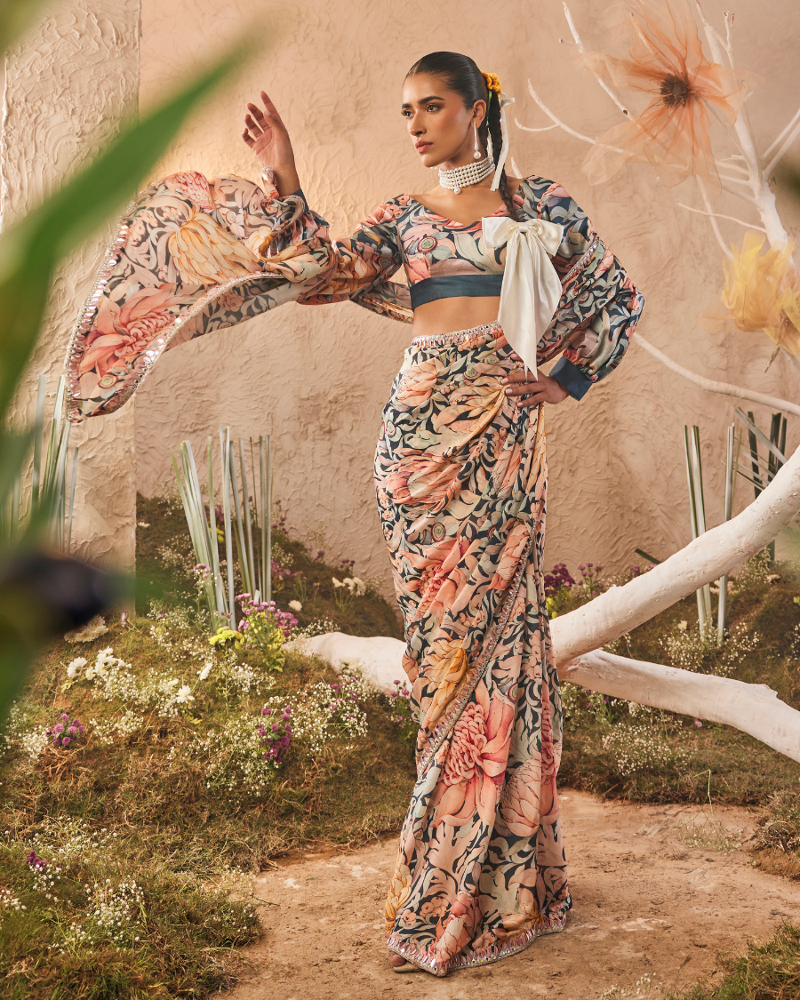 Kara Draped Sari with Blouse