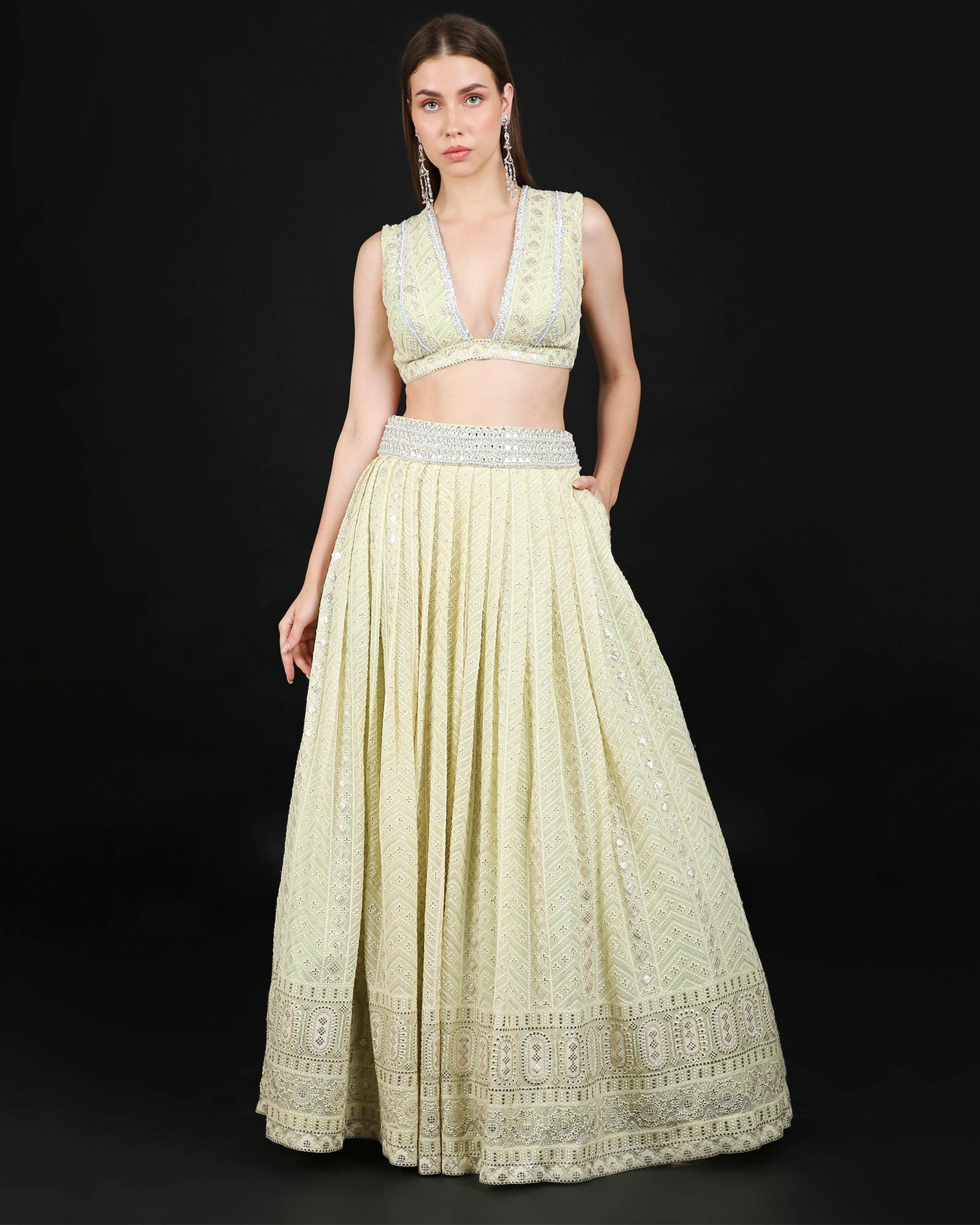 Ava Lehenga Set in Pistachio