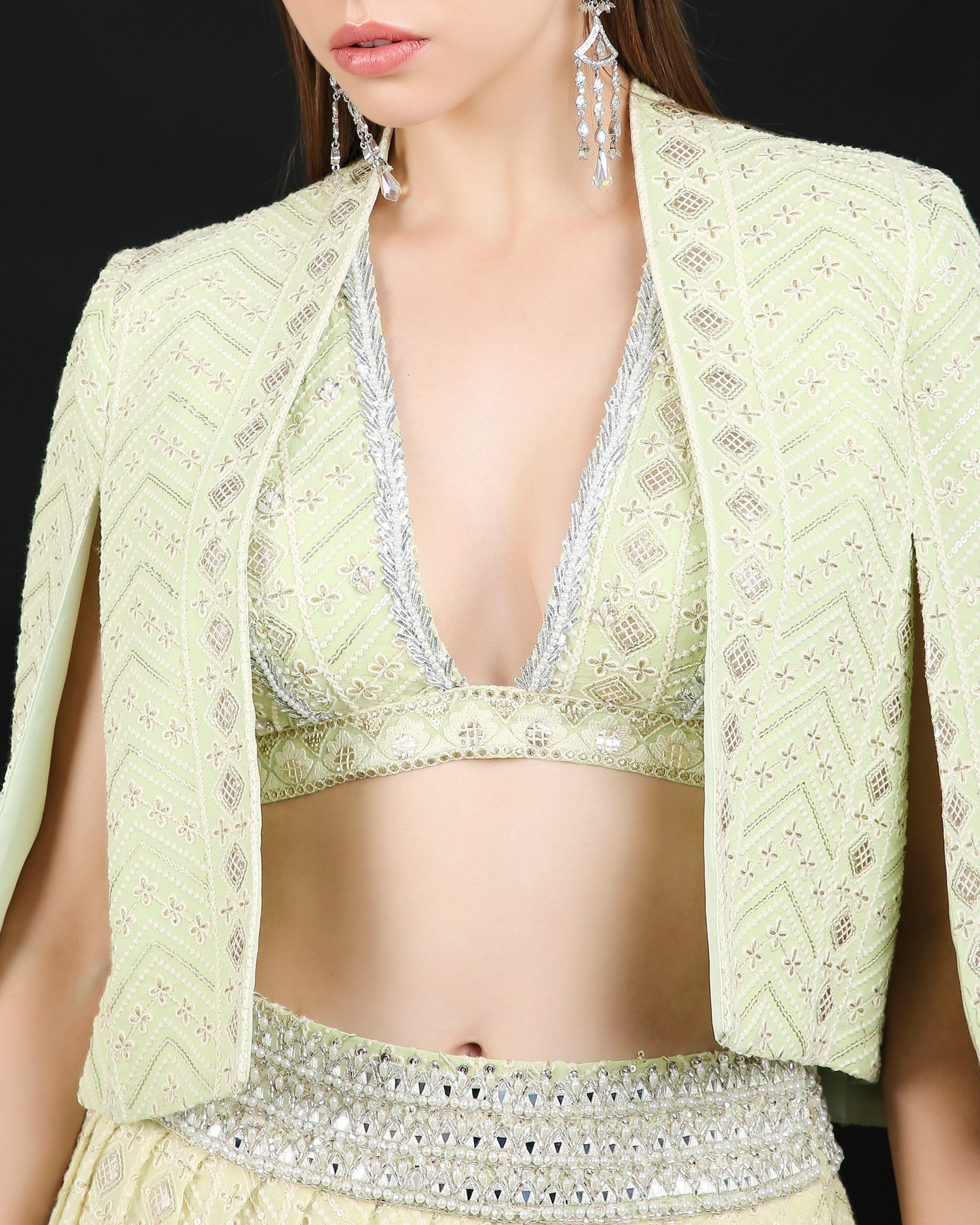 Ava Lehenga Set in Pistachio with Jacket