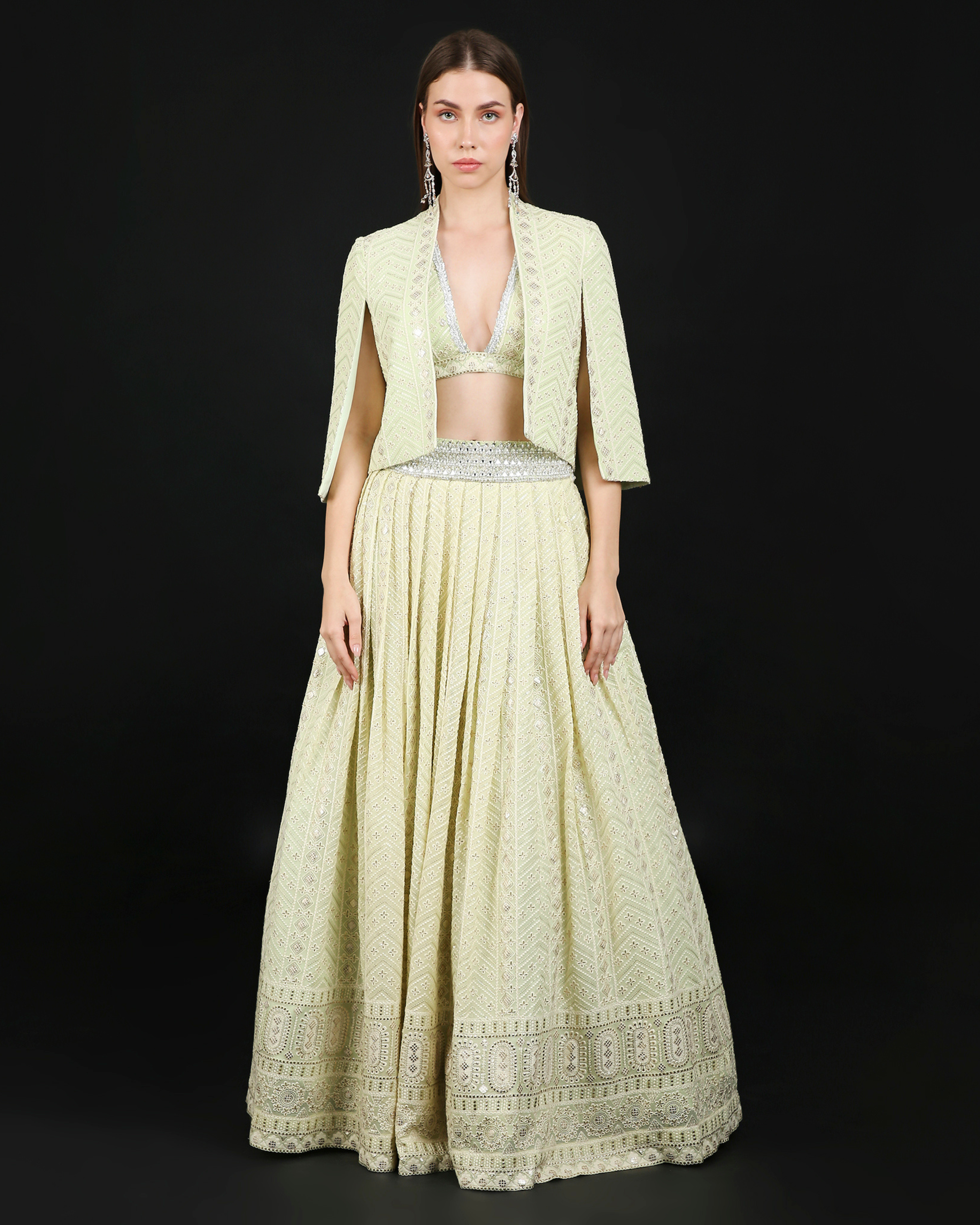 Ava Lehenga Set in Pistachio with Jacket