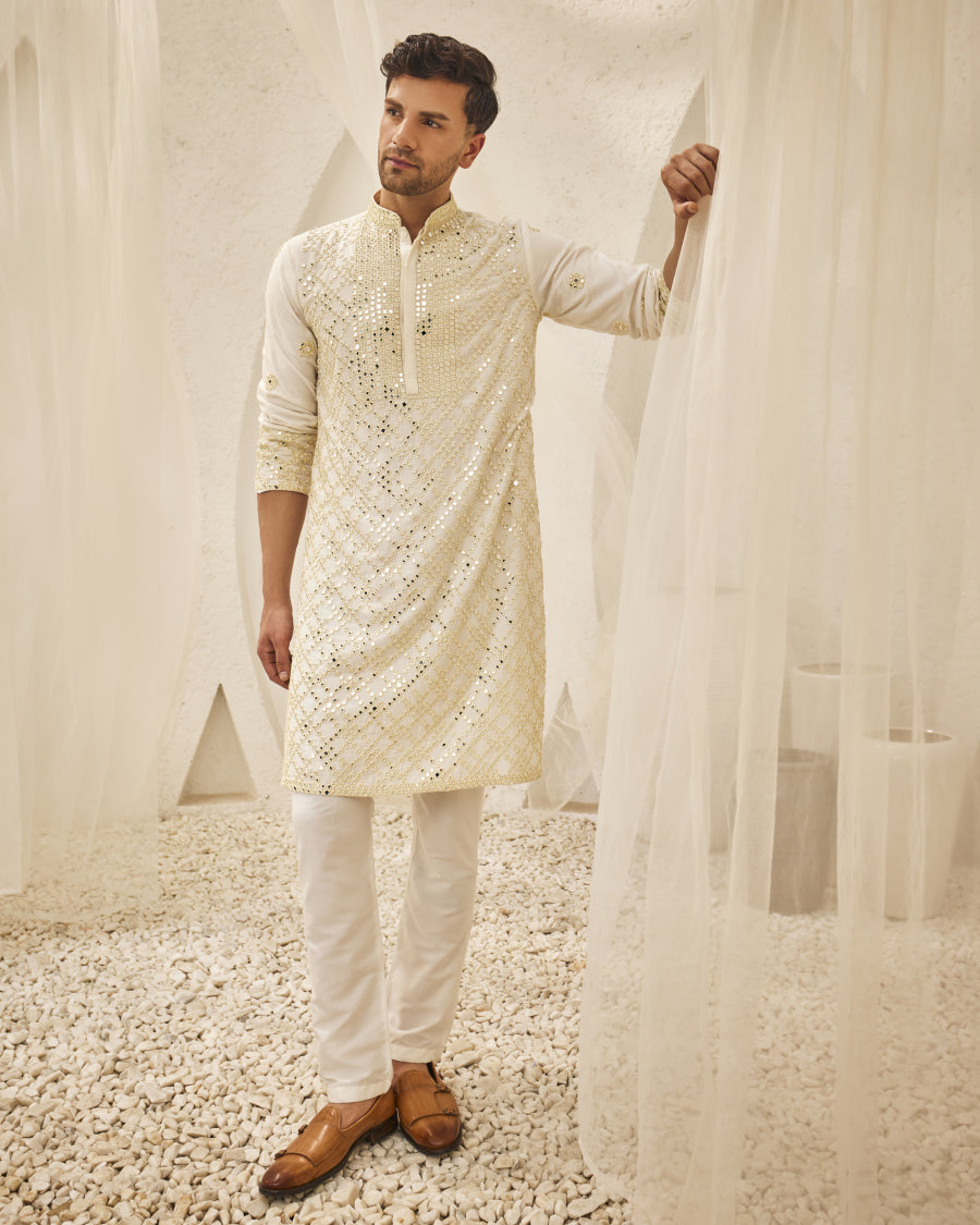 Lorenzo Mirror Kurta in Blanche