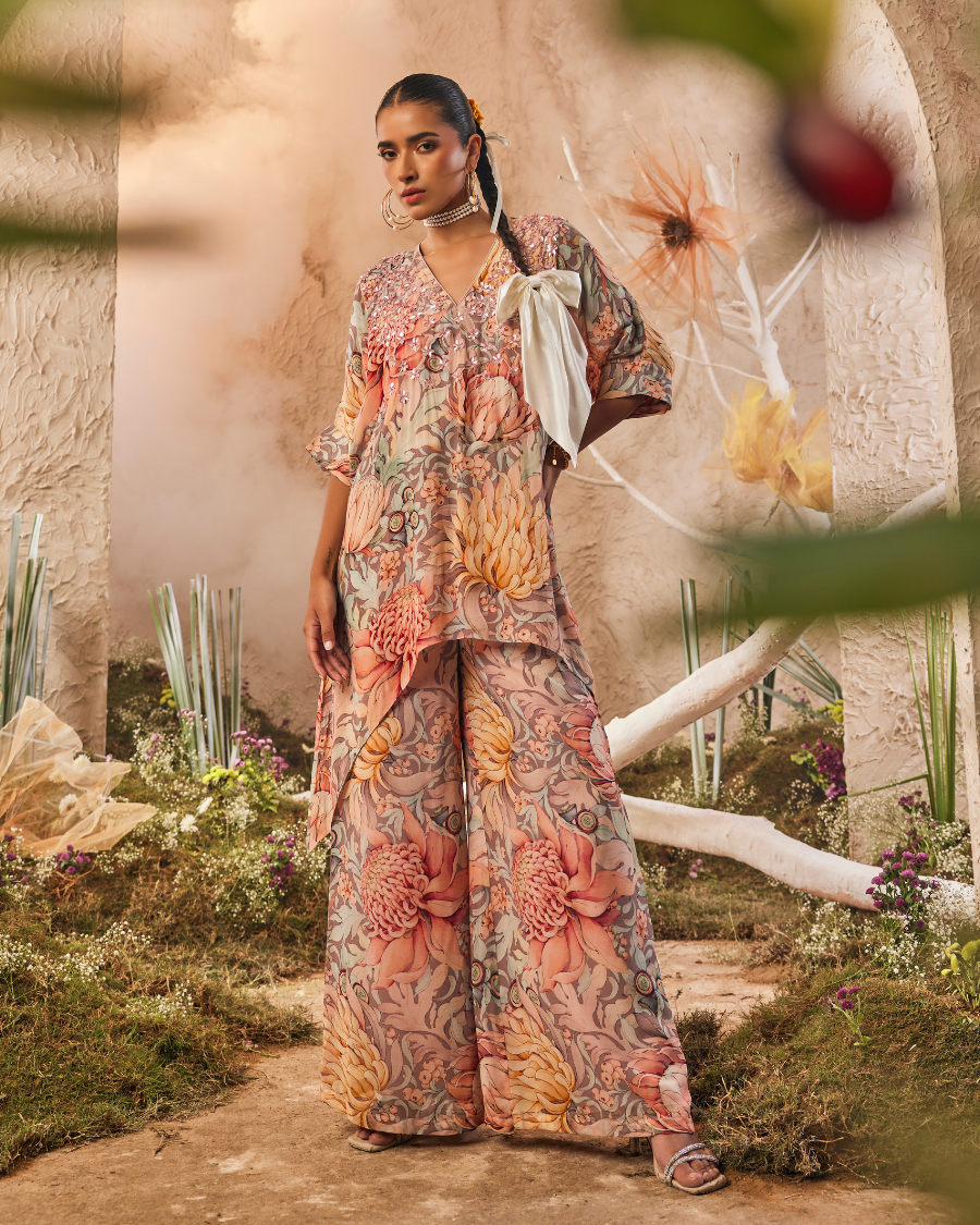 Thea Kaftan Tunic with Pants in White