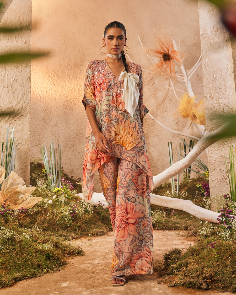 Thea Kaftan Tunic with Pants in White