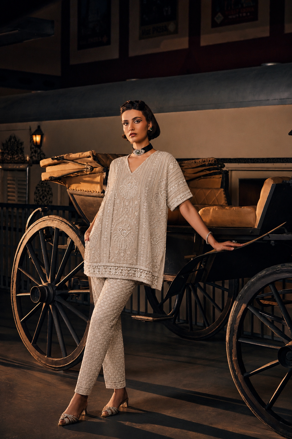 Perle Relaxed Fit Tunic and Pants in Emerald Zari
