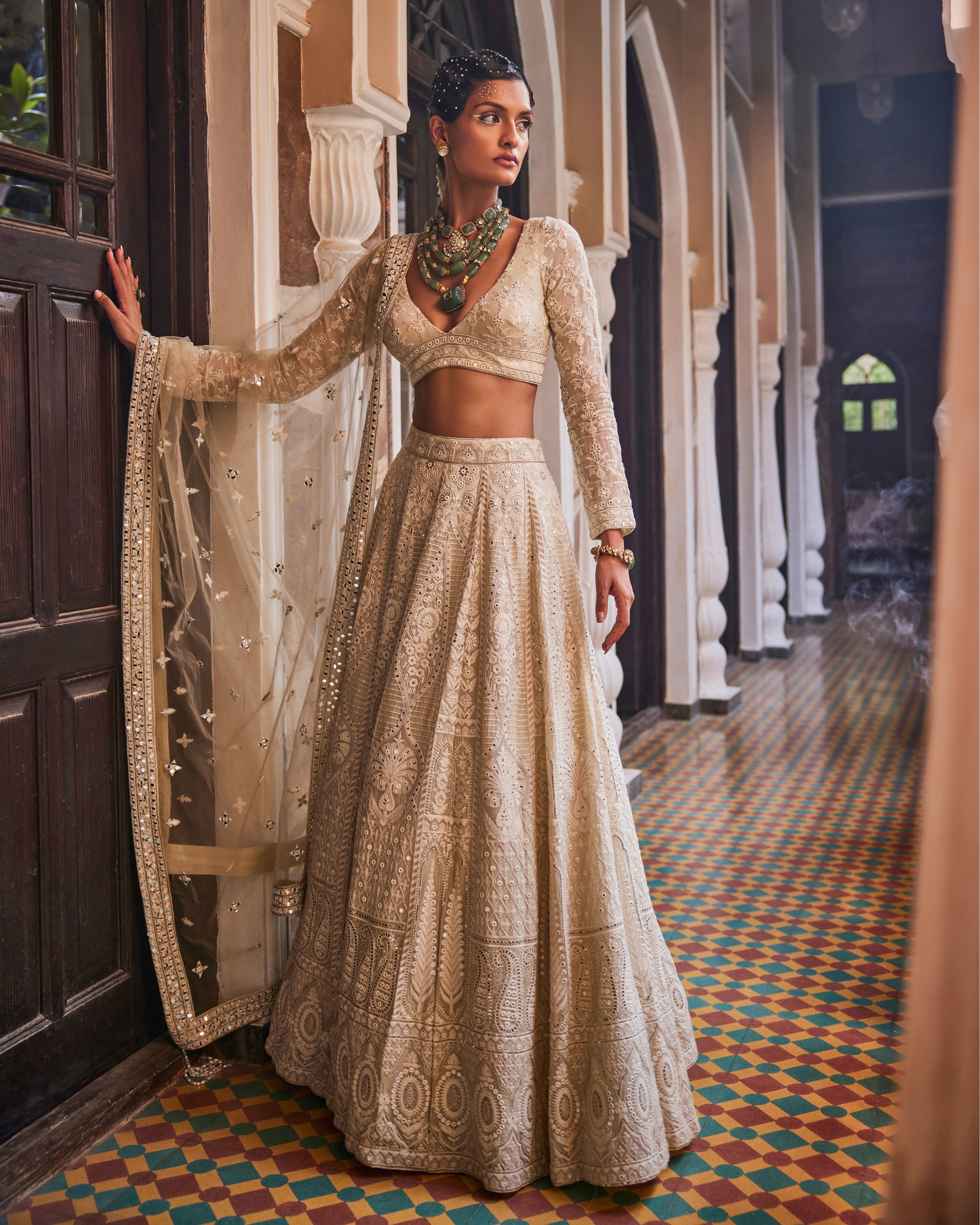 Mahal Lehenga Set in Champagne