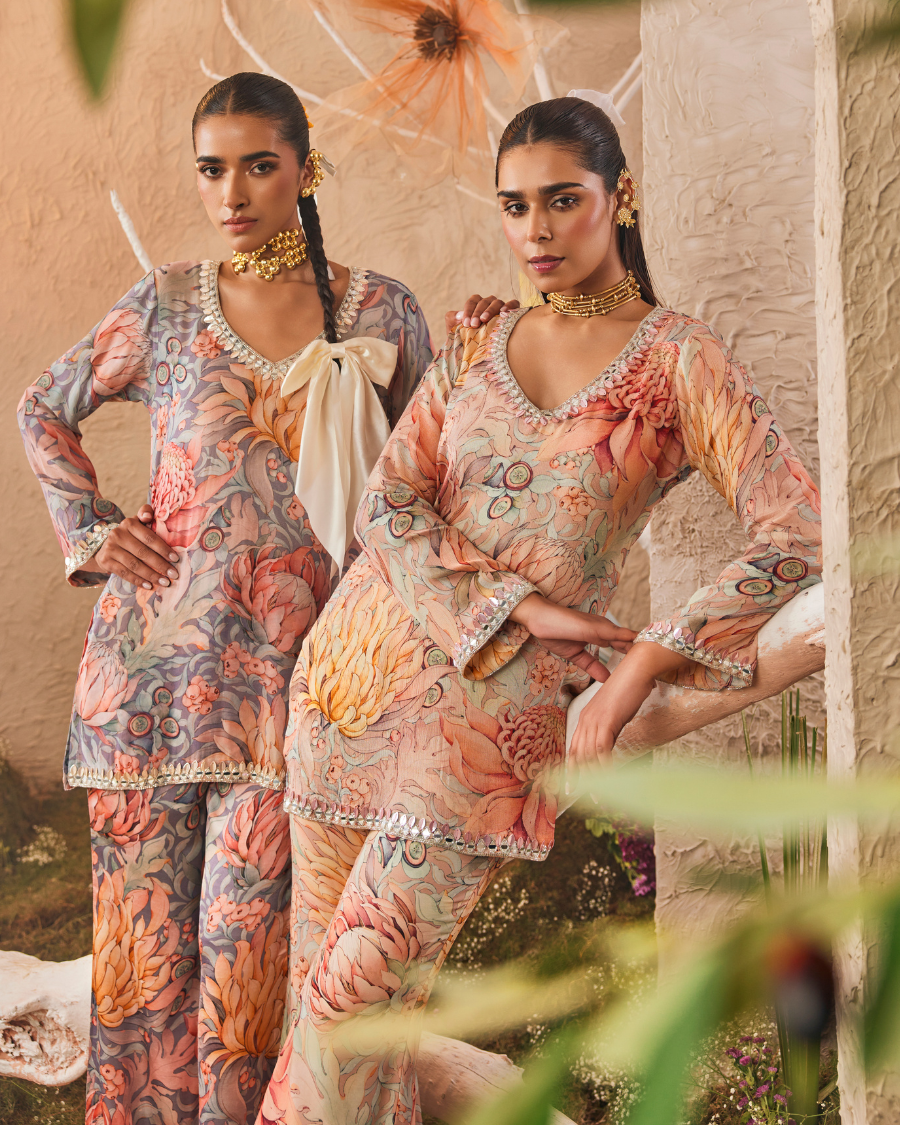 Kiara Slim Tunic with Palazzo Pants in Pink