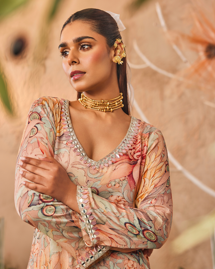 Kiara Slim Tunic with Palazzo Pants in Pink