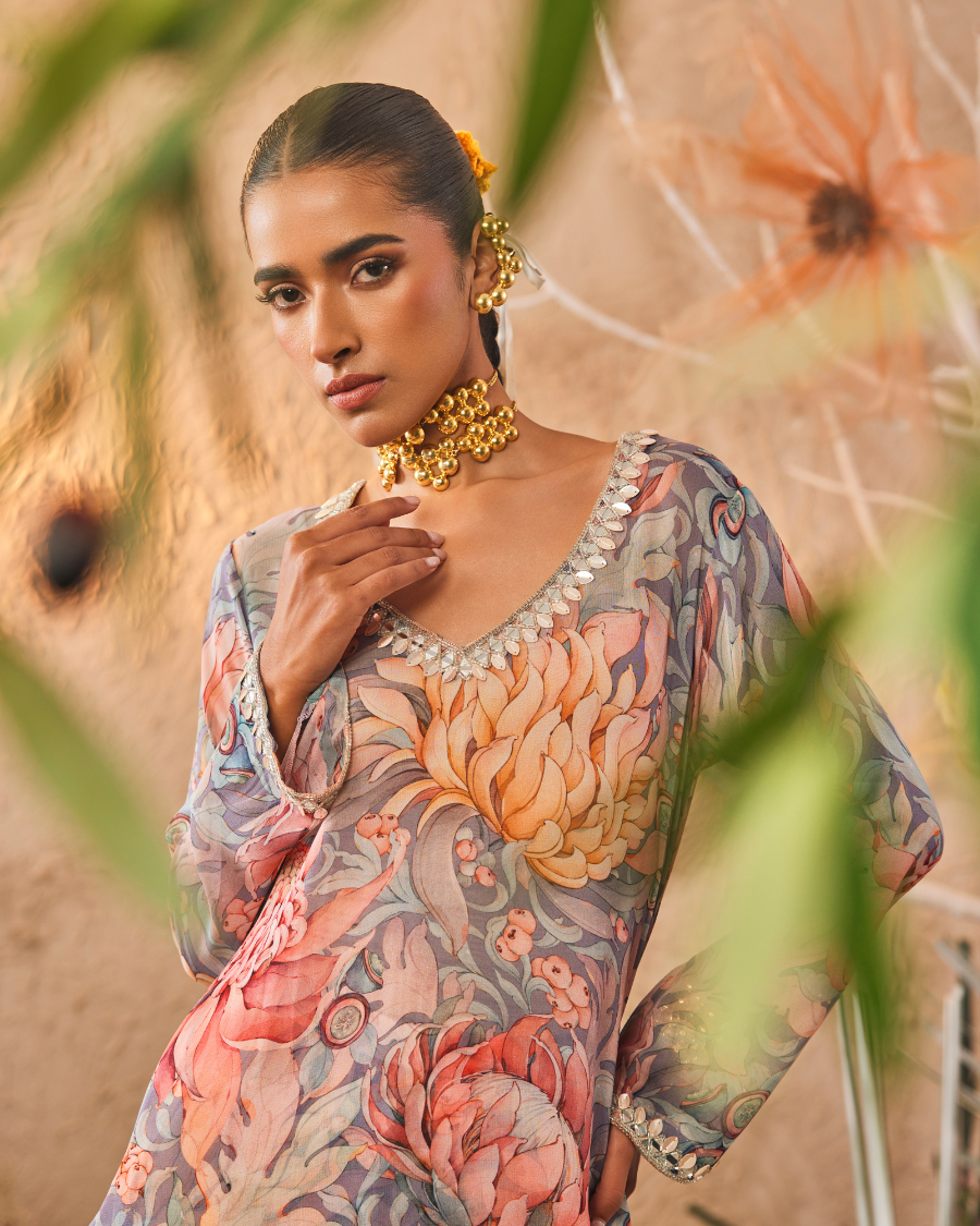 Kiara Slim Tunic with Palazzo Pants in Purple