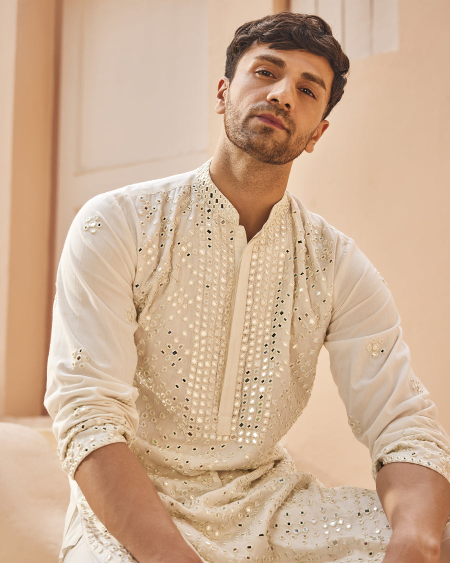 Lorenzo Mirror Kurta in Blanche