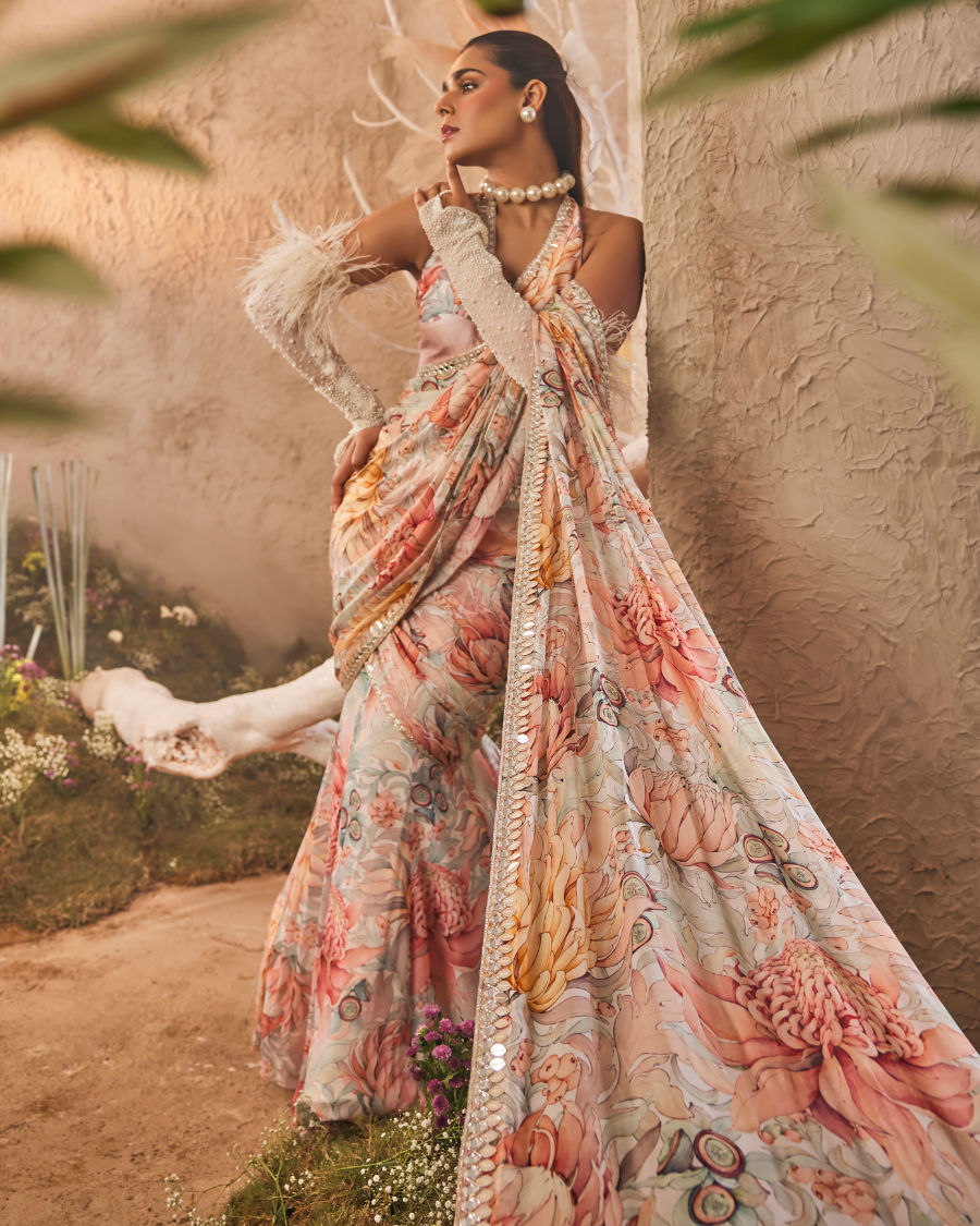 Lyra Draped Sari with Blouse