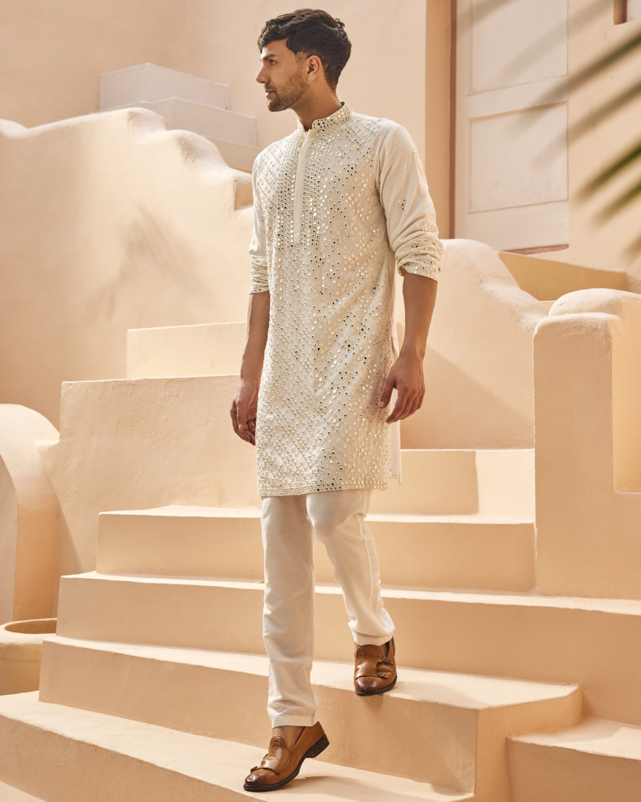 Lorenzo Mirror Kurta in Blanche