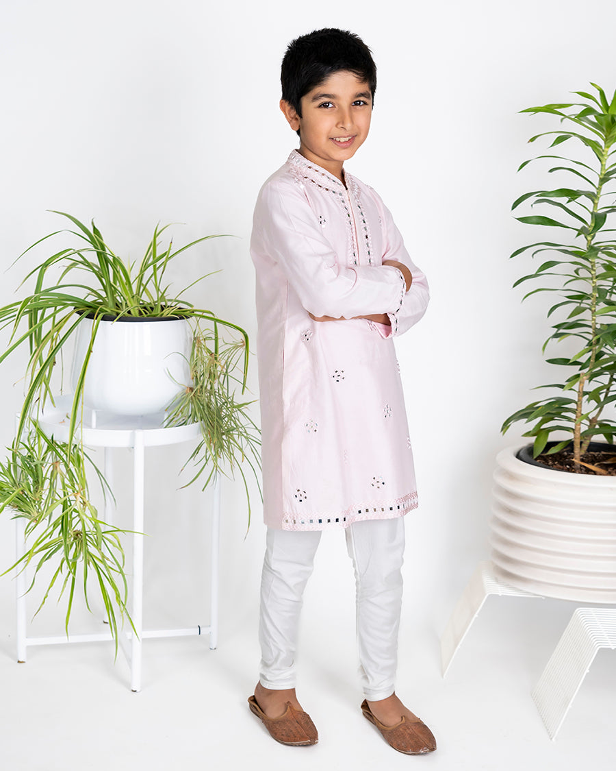 Stardust Kurta in Blush Mirror Butti