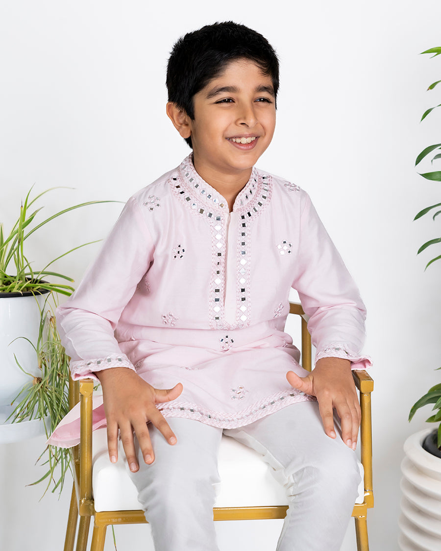 Stardust Kurta in Blush Mirror Butti
