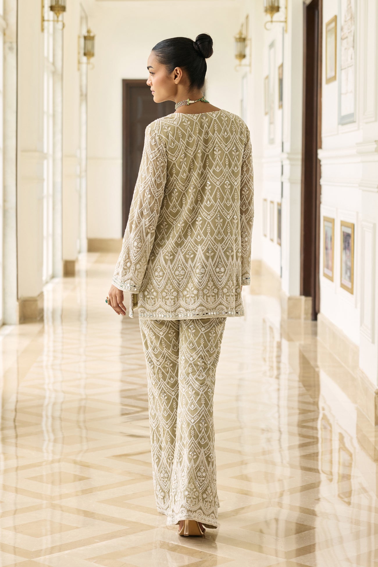 Kiara Slim Tunic Set in Dusty Grey