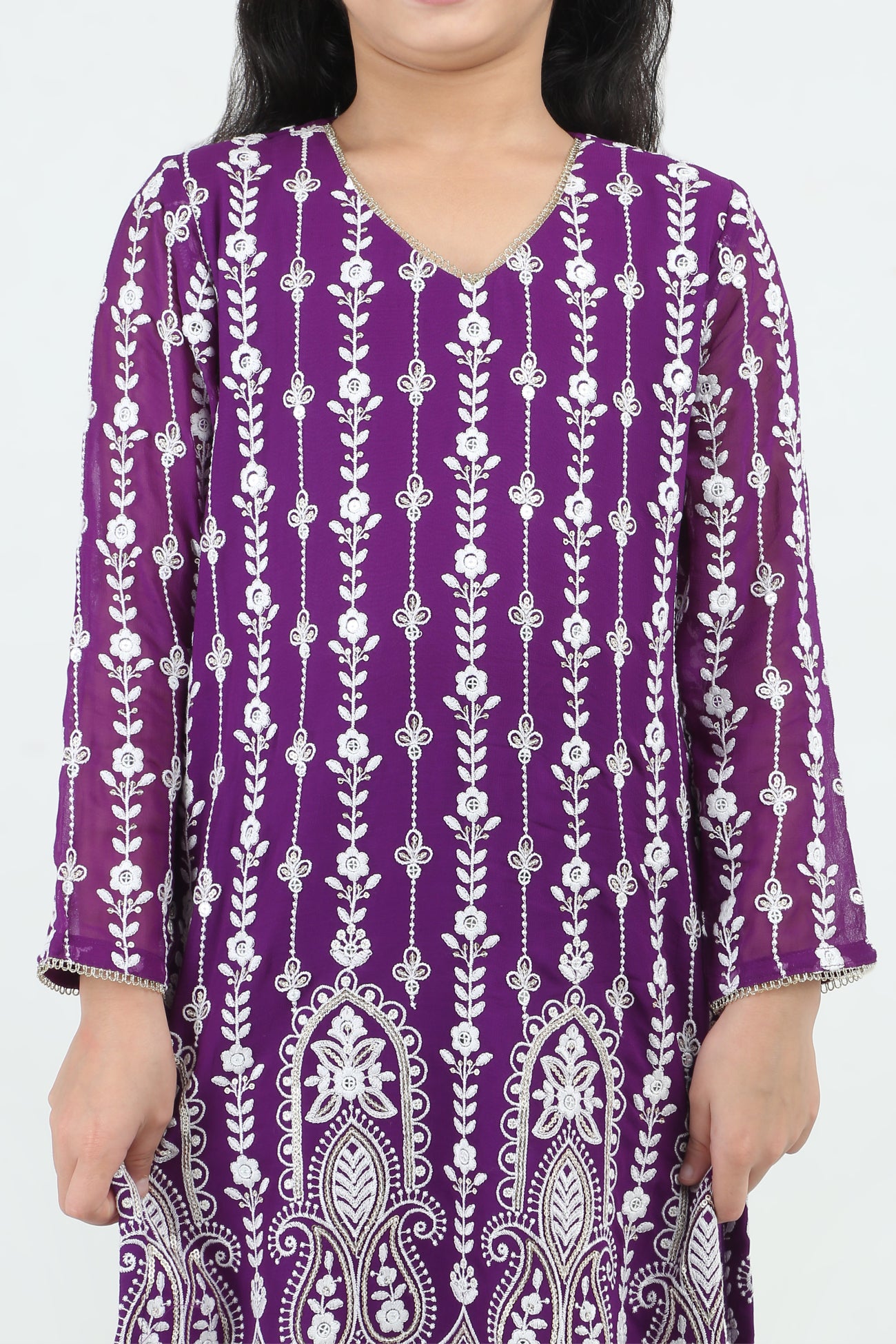 Kiara Slim Tunic Set in Purple