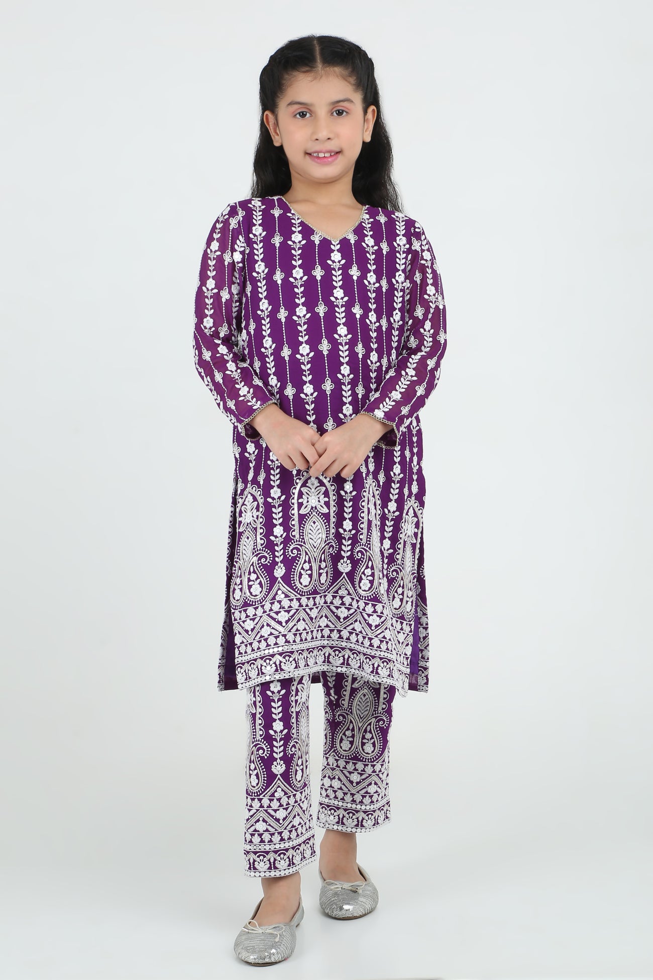 Kiara Slim Tunic Set in Purple