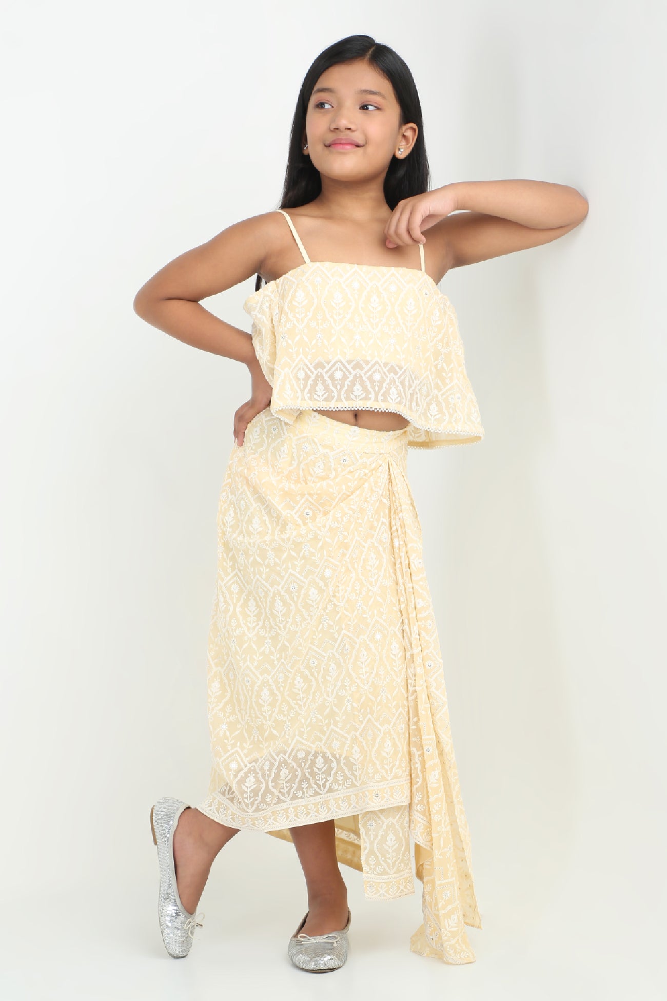 Trina Top and Skirt Set in Beige