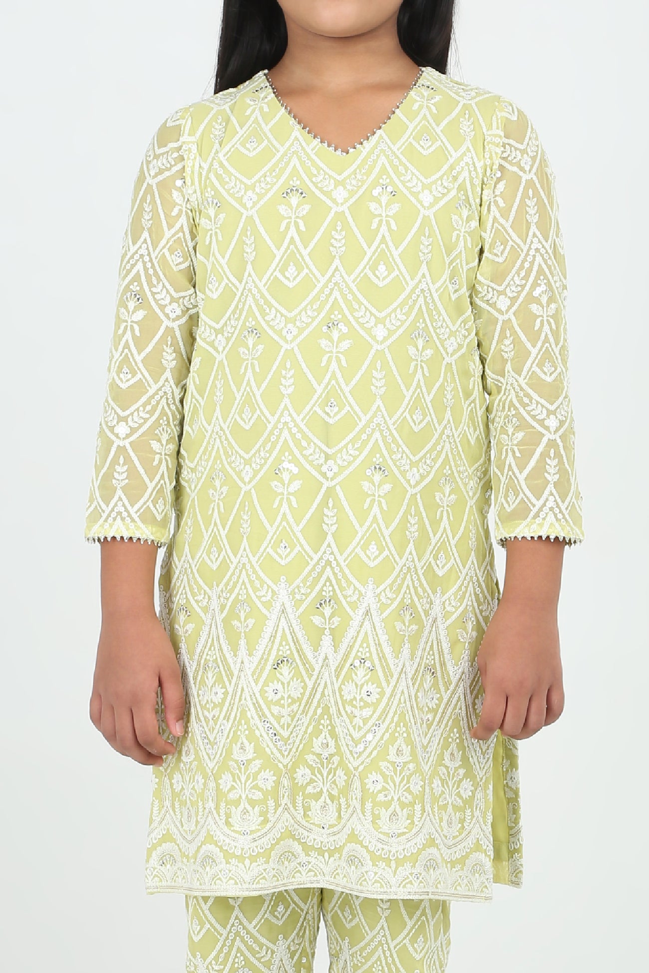 Kiara Slim Tunic Set in Lime Green