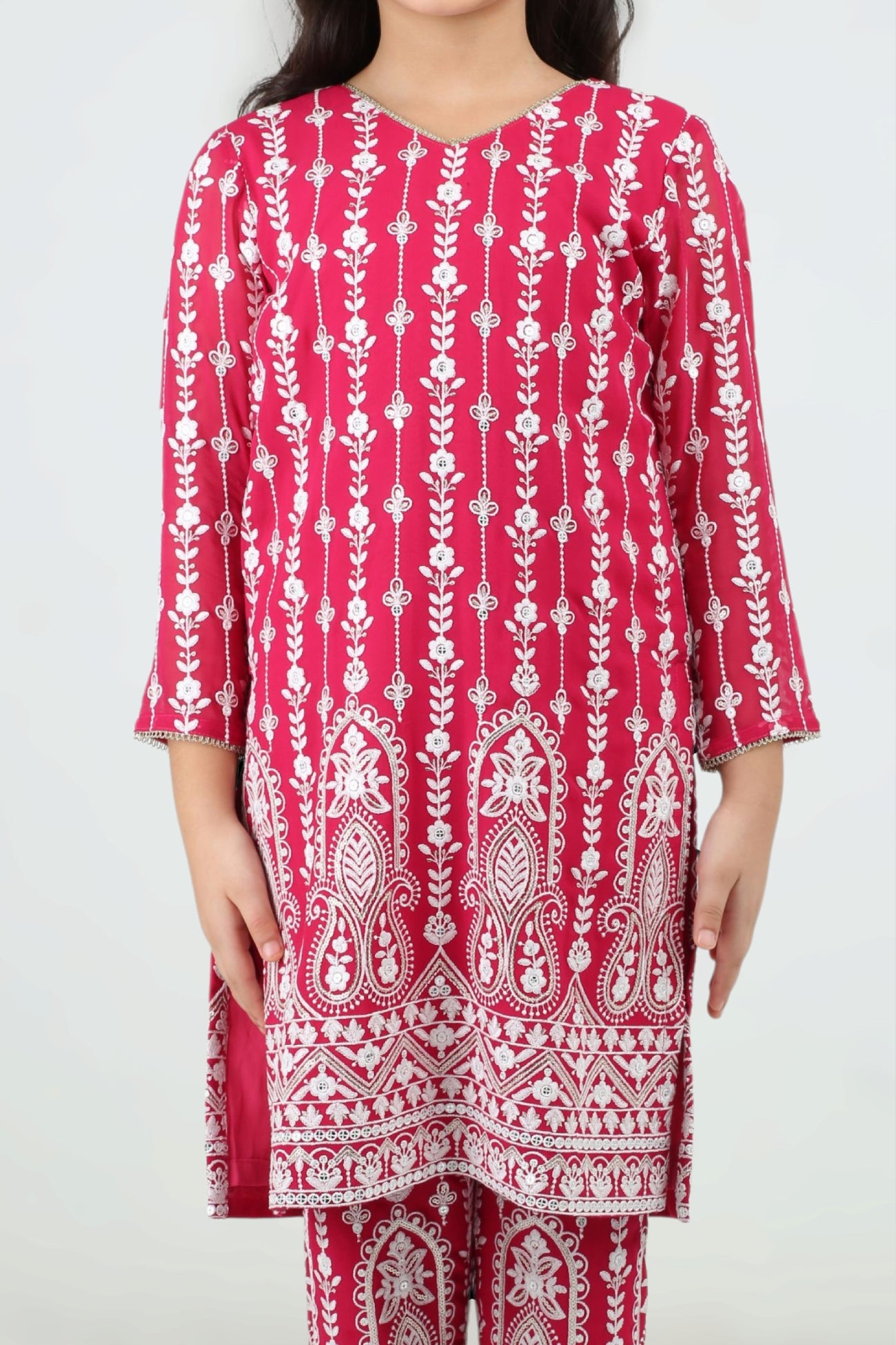 Kiara Slim Tunic Set in Ruby