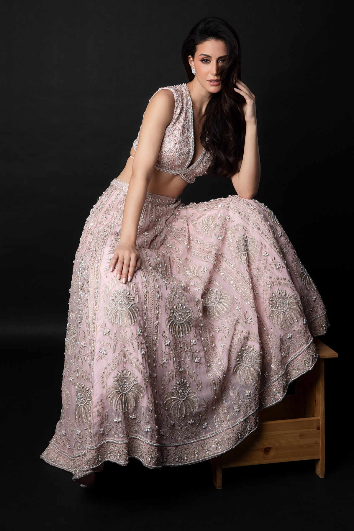 Perle Lehenga Set in Blush Pink
