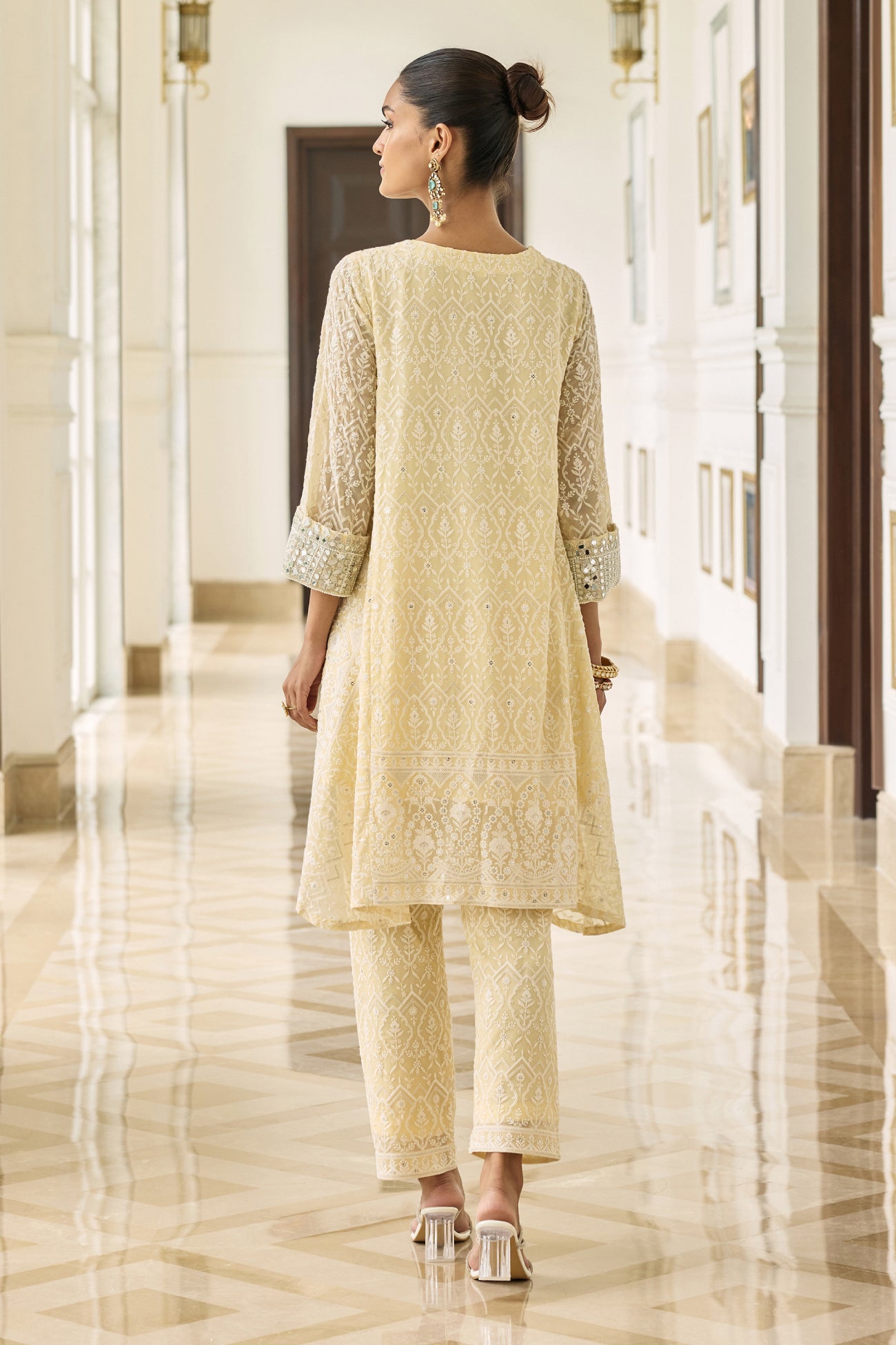 Sitara Short Kali Kurta Set in Beige