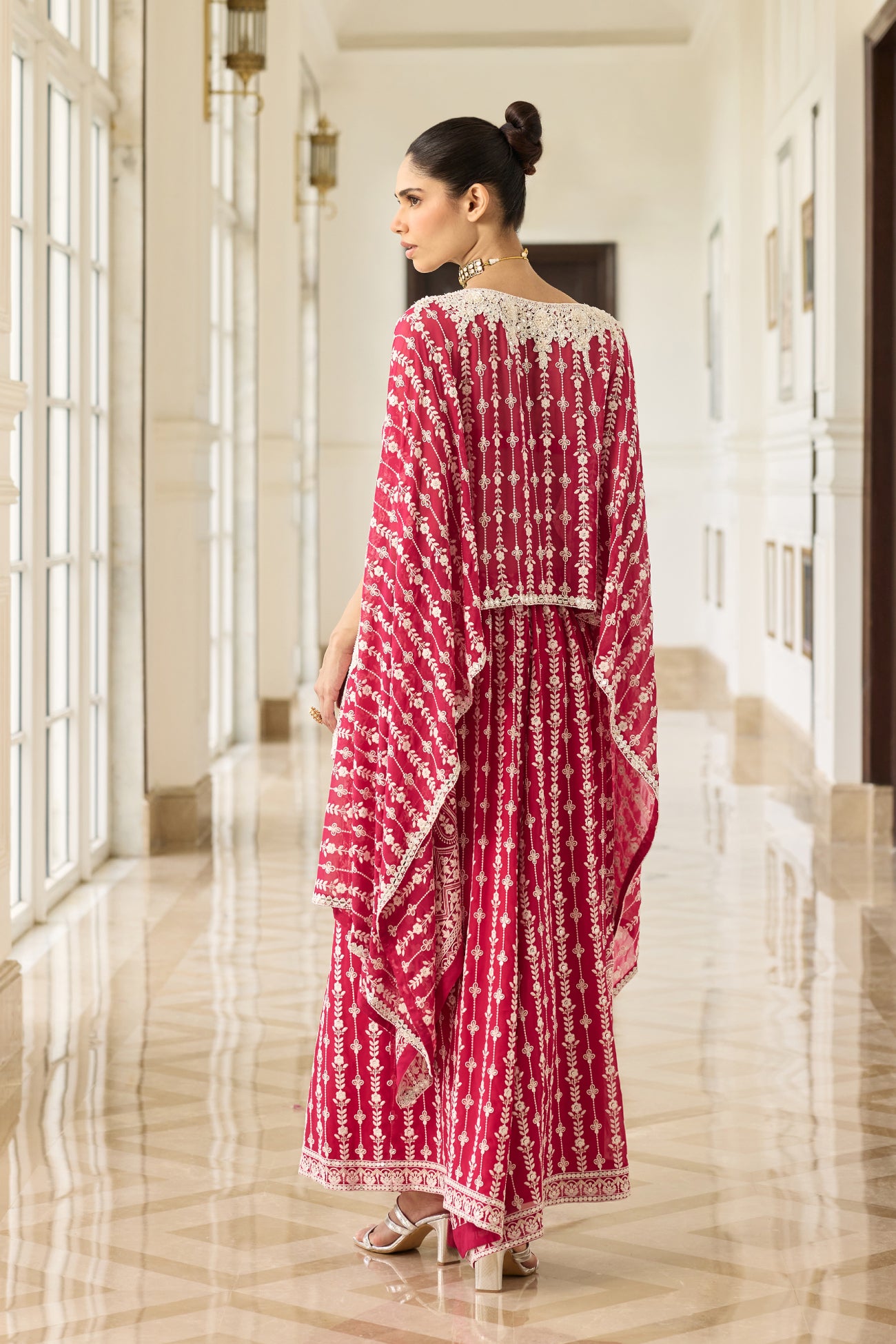 Tara Shawl Cape Set in Ruby