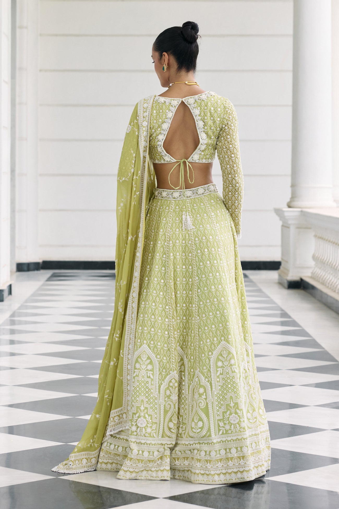 Tia Lehenga Set in Lime Green