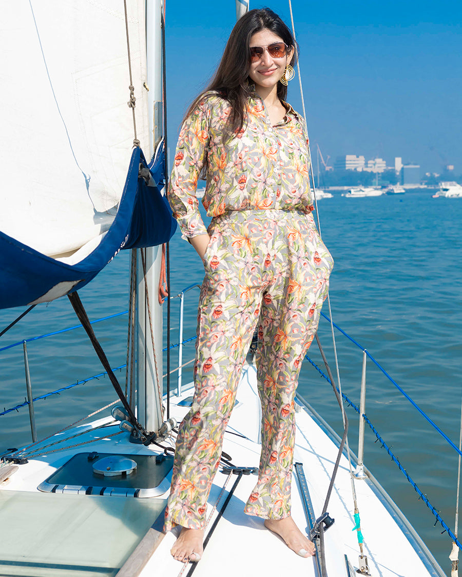 Flower Coord Set in Grey