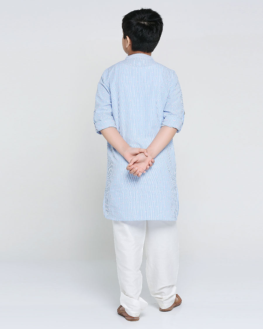 Mylo Kurta Set in Blue Stripe