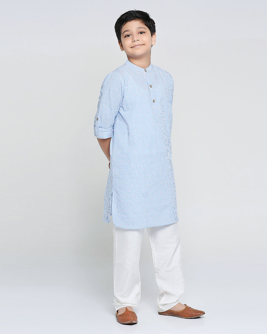 Mylo Kurta Set in Blue Stripe