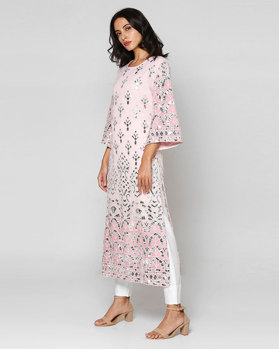 Sheesh Mahal Kurta in Blush (Long)
