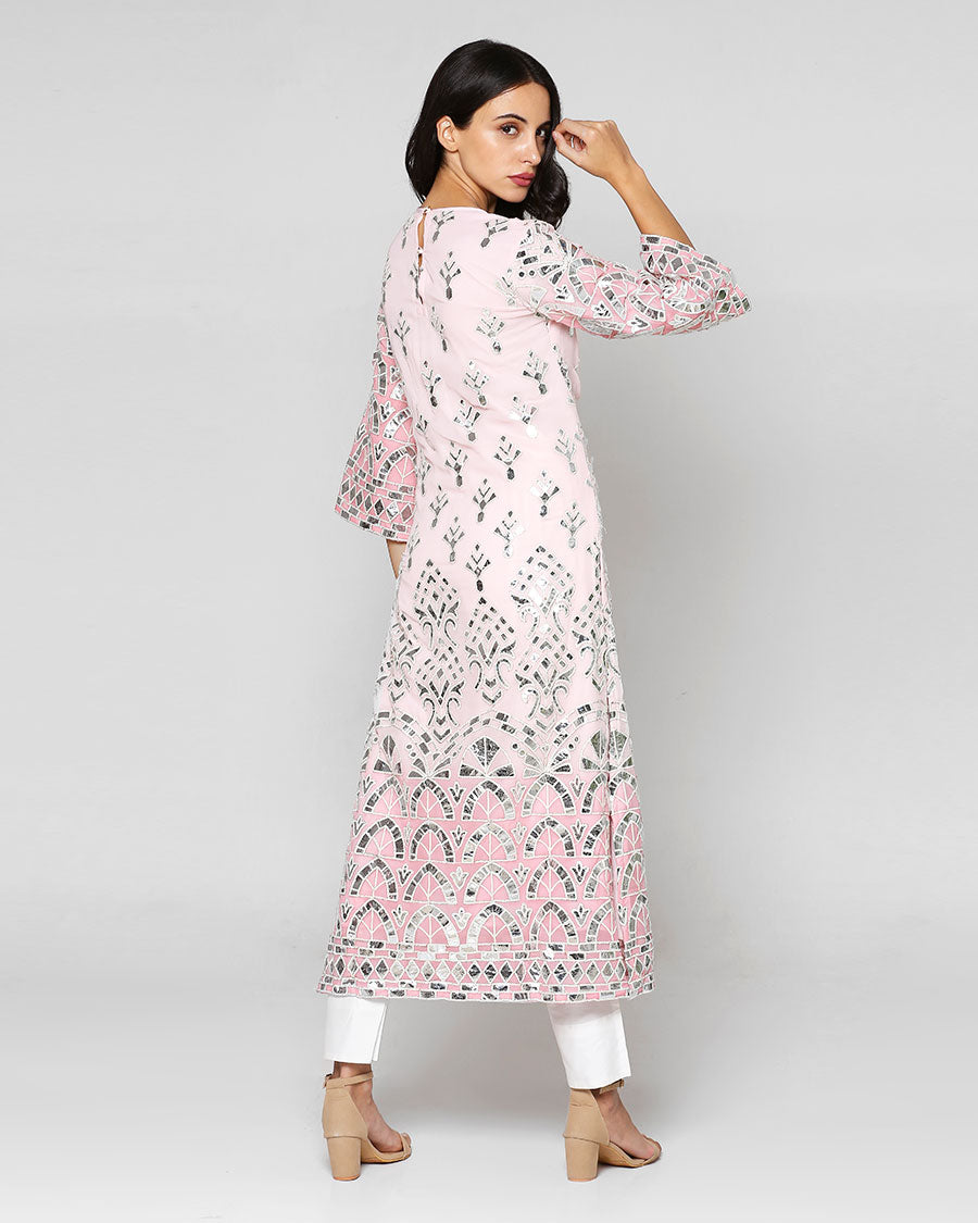 Sheesh Mahal Kurta in Blush (Long)