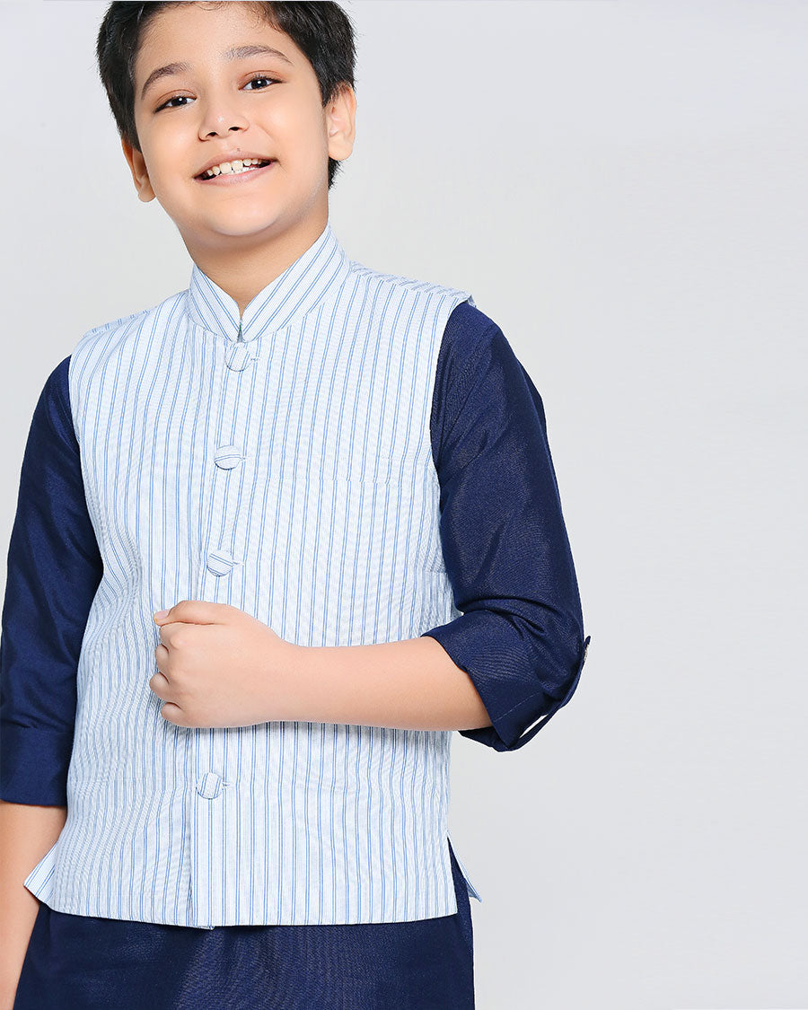Mylo Kurta Set in Navy Stripe