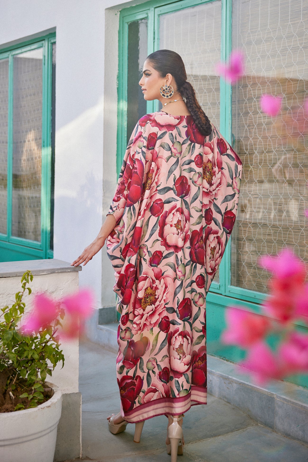 Long Drawstring Dress in Pink