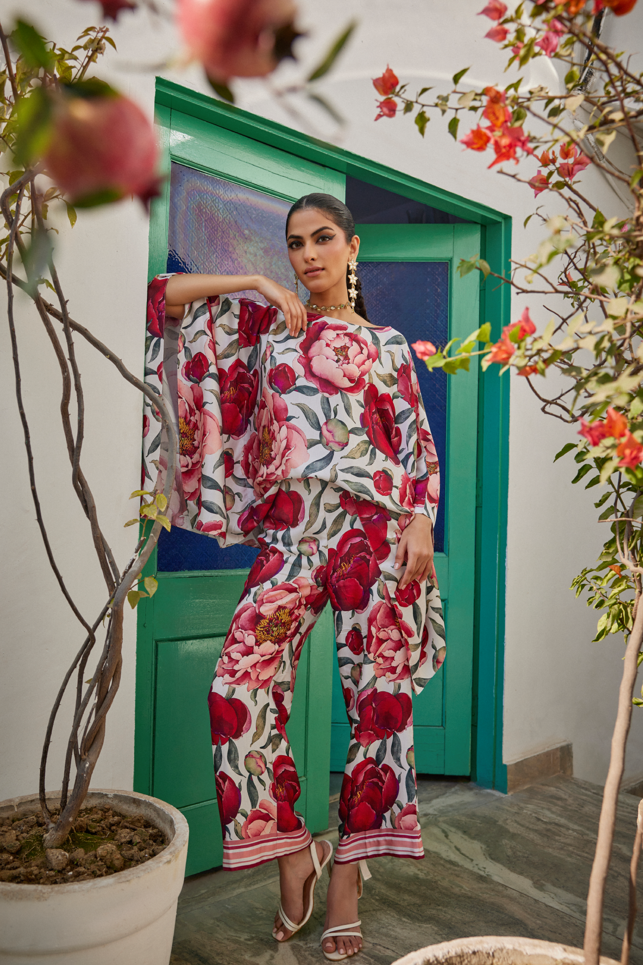 Top with Pants in White