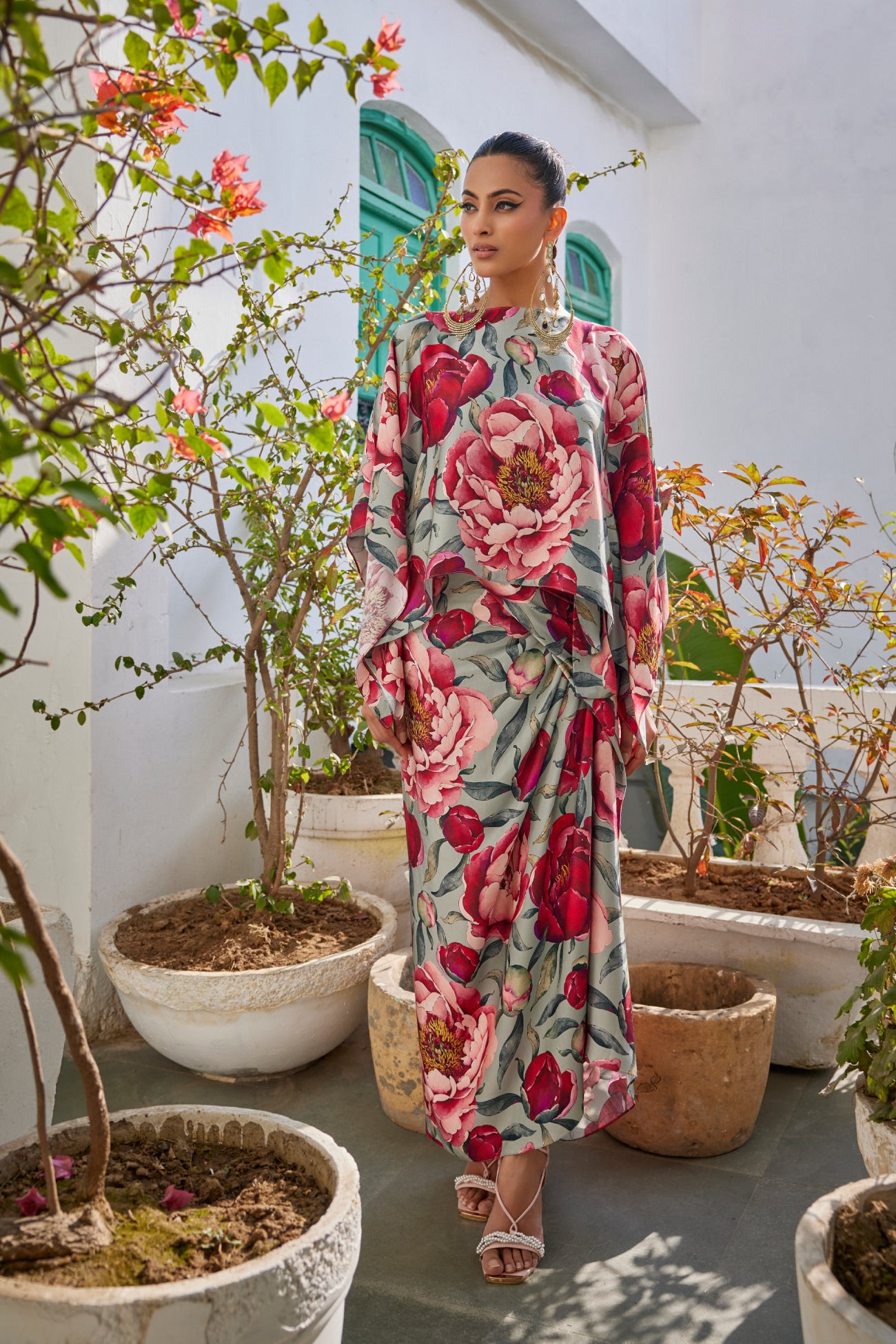 Top with Wrap Skirt in Grey