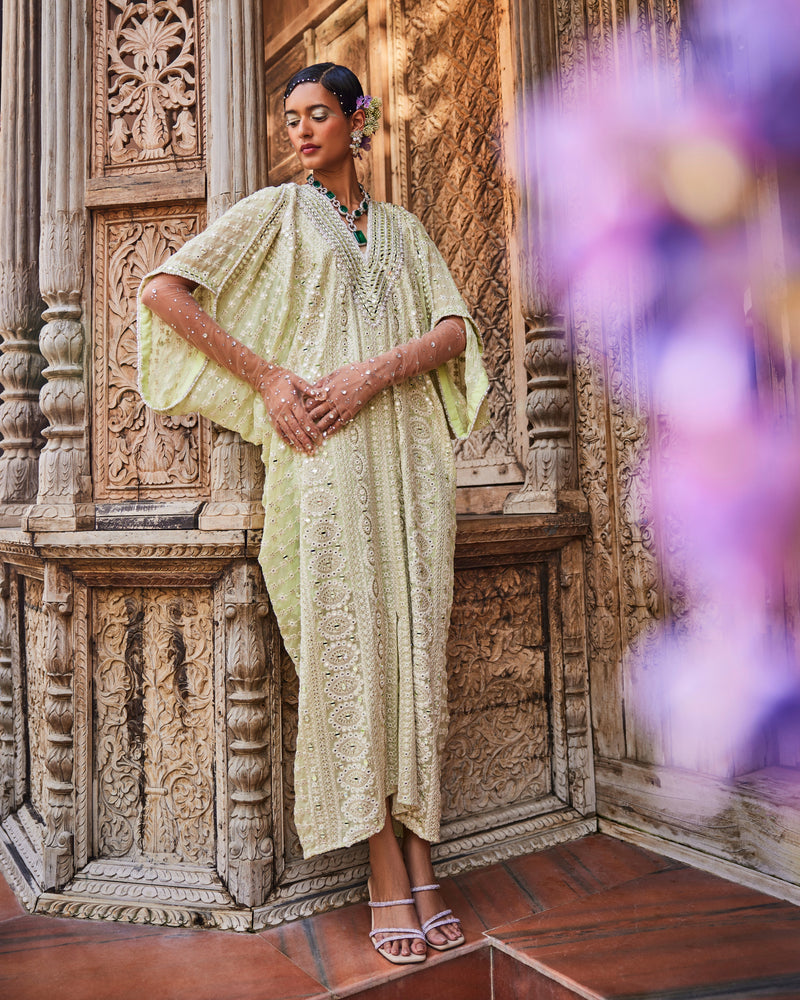 Zoe Kaftan Dress in Pistachio