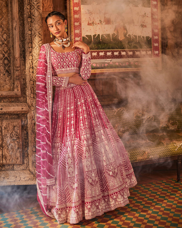 Mahal Lehenga in Ruby