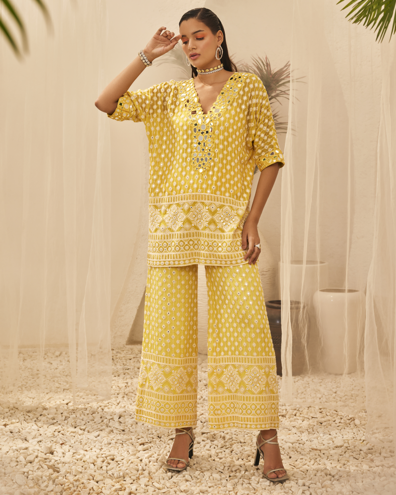 Leila Relaxed Fit Tunic with Palazzo Pants in Amber
