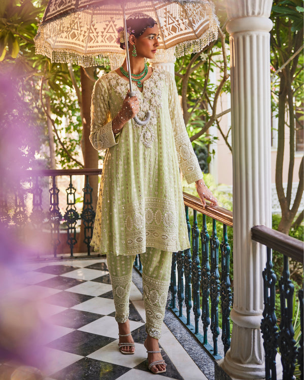 Sitara Kali Kurta (short) with Tulip Pants in Pistachio