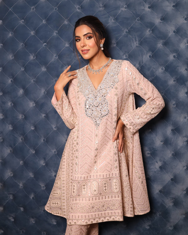 Sitara Kali Kurta (short) with Narrow Pants in Blush